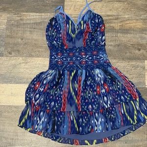 Bebe blue tribal strapped dress